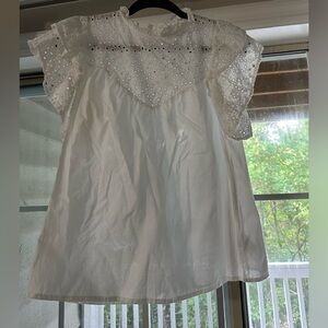 White Eyelet Peasant Top
